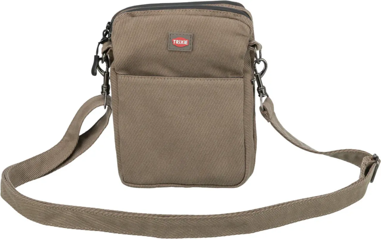 Leckerlibeutel in Cord-Optik mit mehreren Taschen und Schultergurt